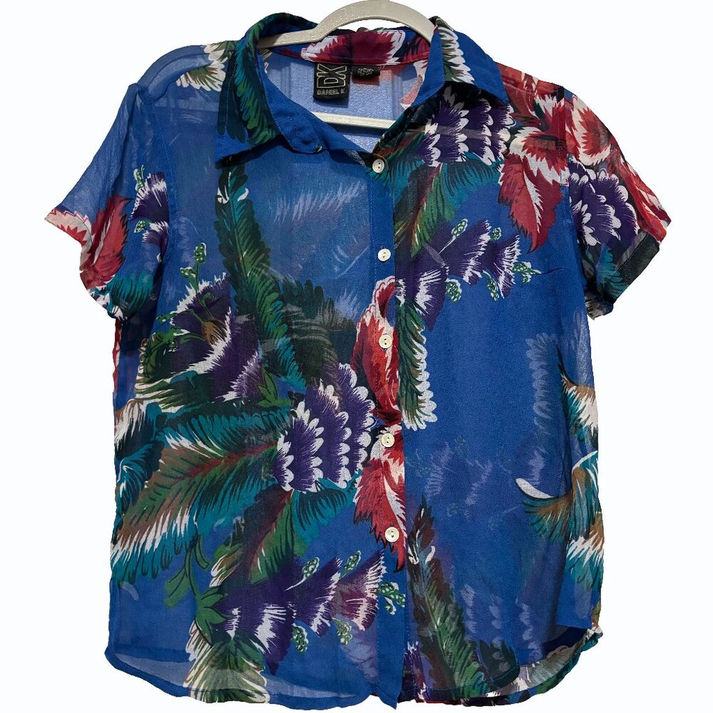 Vintage Sheer Tropical Button Down